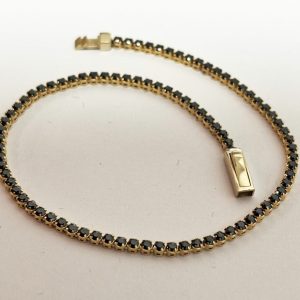 Bratara tennis din aur galben de 14K cu pietre cubic zirconia negru