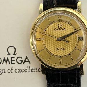 Ceas Omega De Ville vintage din aur masiv de 18k