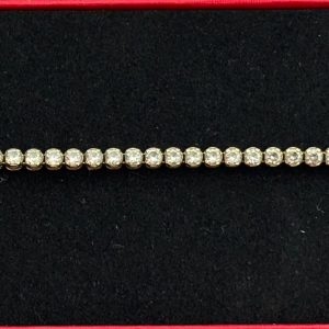 Bratara tennis din aur galben de 14K cu pietre cubic zirconia alb