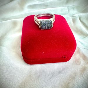 inel vintage interschimbabil din argint cu diamante alb-negru