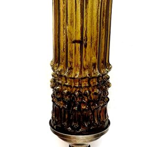 Lampă vintage 1970 de podea electrică LE Smith sticlă culoare chihlimbar