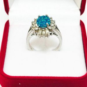 Inel din argint 925 cu opal japonez si cubic zirconia