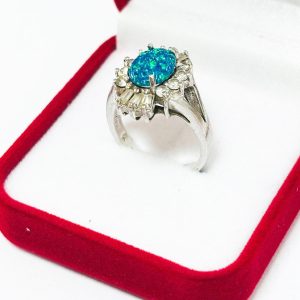 Alternative view of Inel din argint 925 cu opal japonez si cubic zirconia
