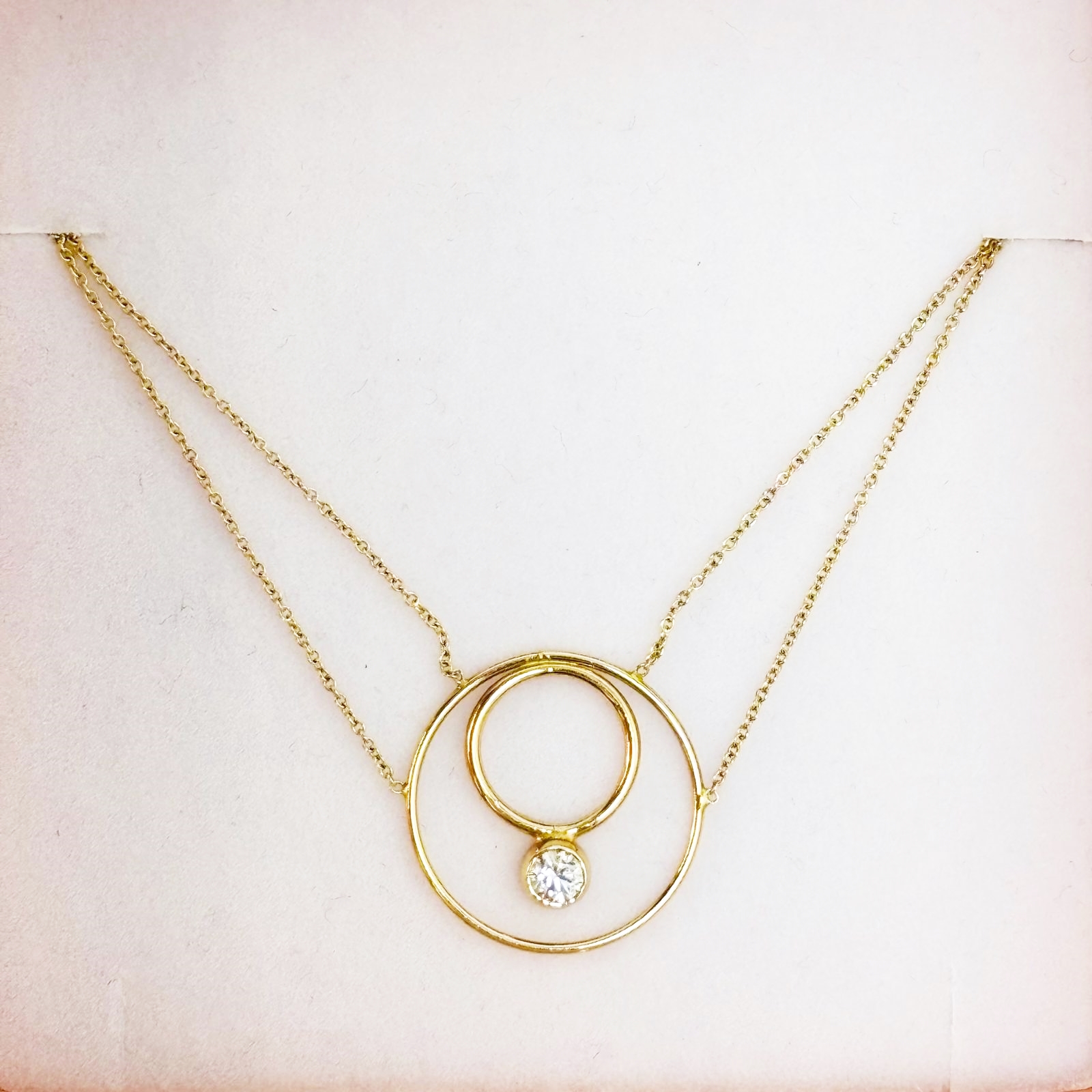 colier Sabrini din aur galben de 14k cu piatră cubic zirconia