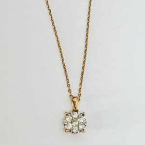 lanț cu pandantiv TEILOR din aur roz de 18K cu diamante