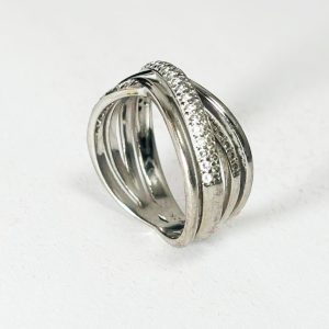 inel Pandora din argint 925 cu benzi împletite si zirconiu cubic